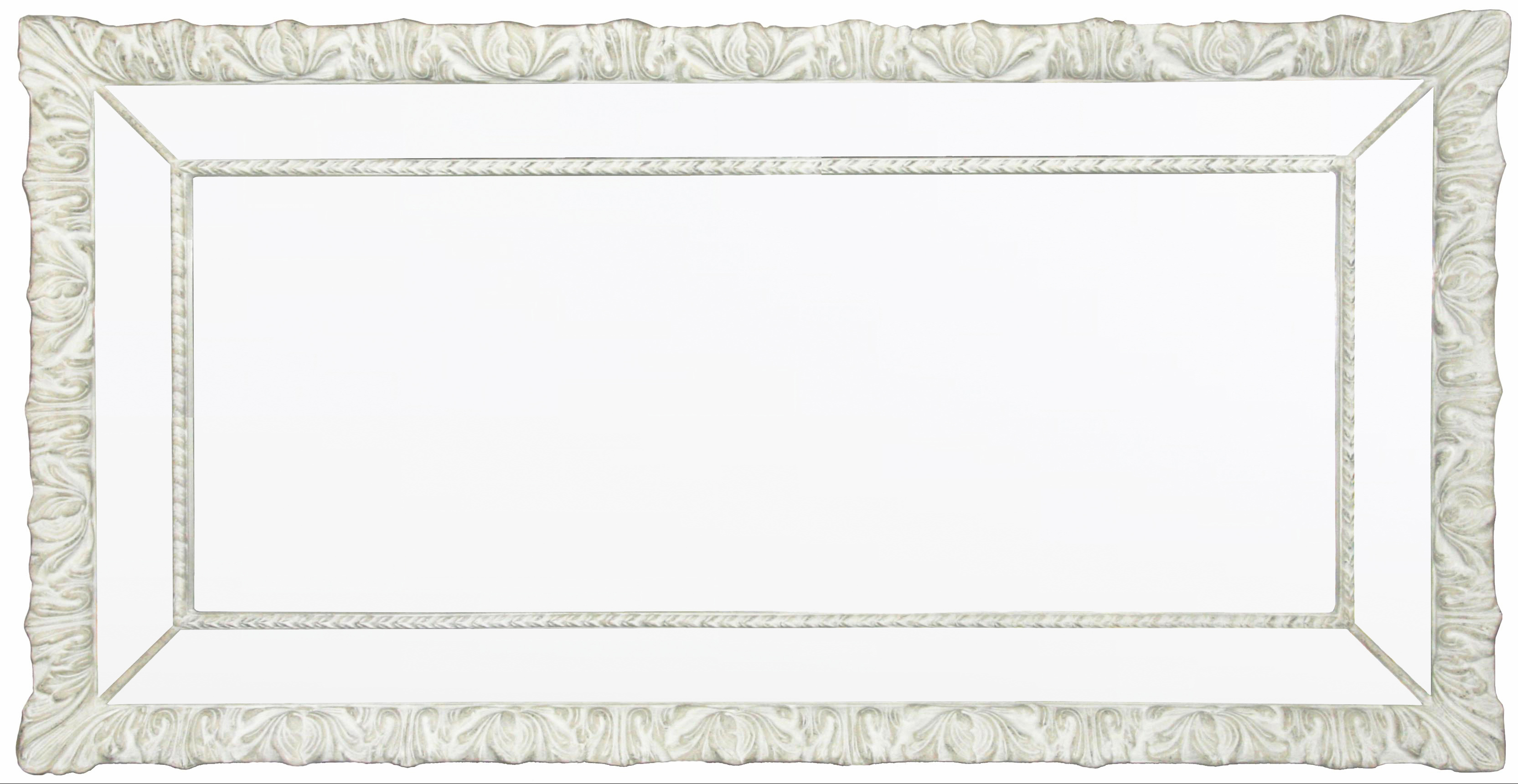 ZS065 Wall décor art mirror white tone classic ornate rectangular large
